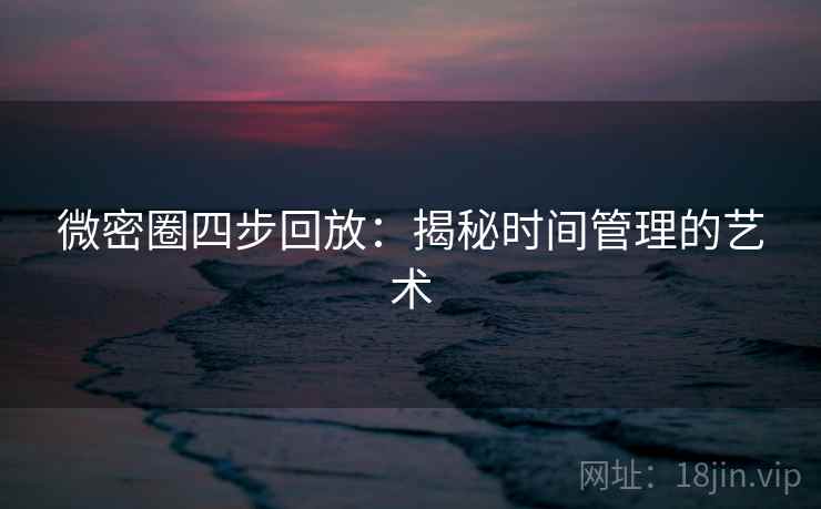 微密圈四步回放：揭秘时间管理的艺术